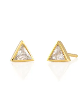 Kris Nations Triangle Bezel Crystal Stud Earrings - Gold