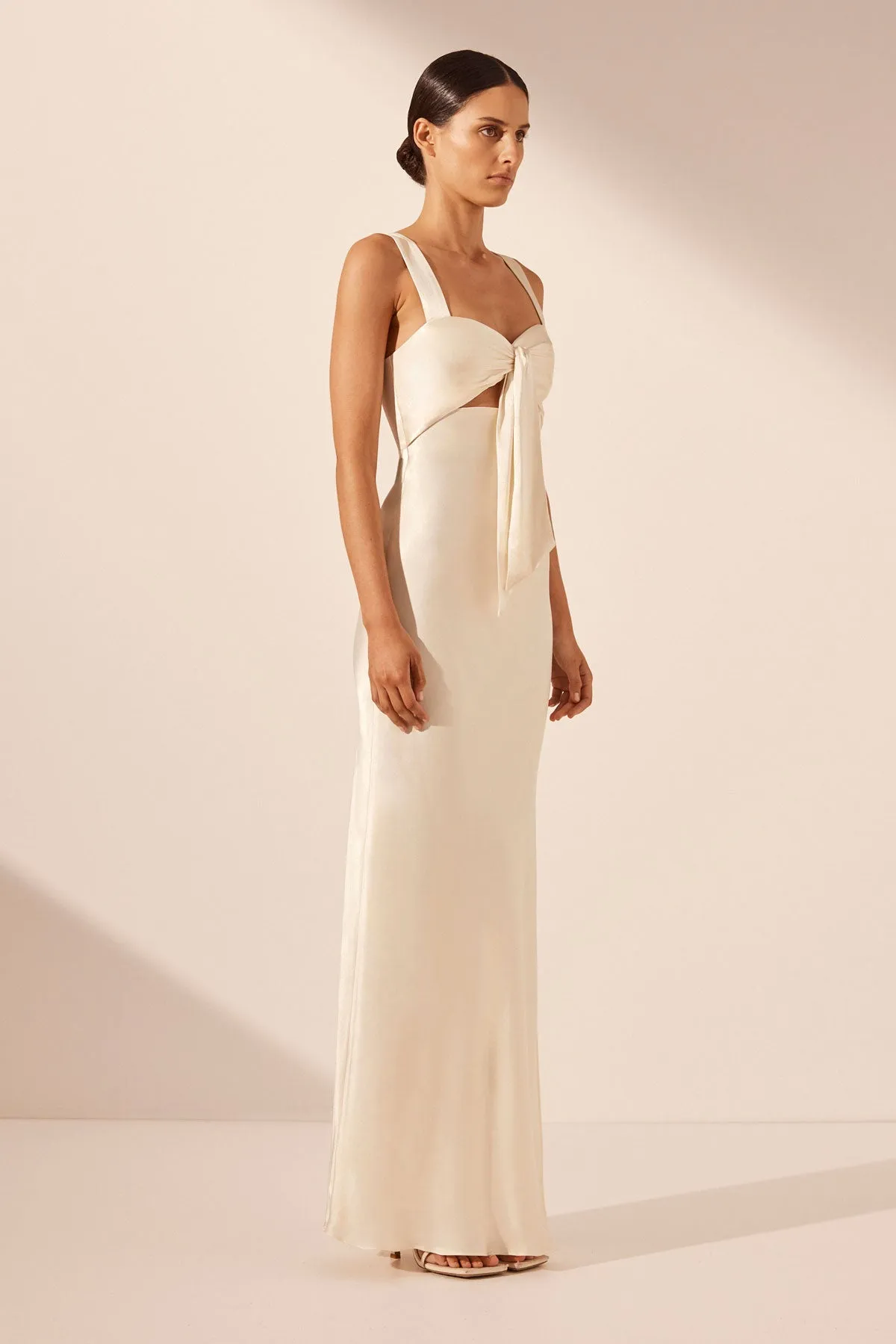 LA LUNE BOW TIE MAXI DRESS - CREAM