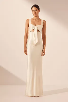 LA LUNE BOW TIE MAXI DRESS - CREAM