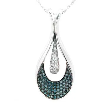 Ladies Blue Diamond Teardrop Pendant