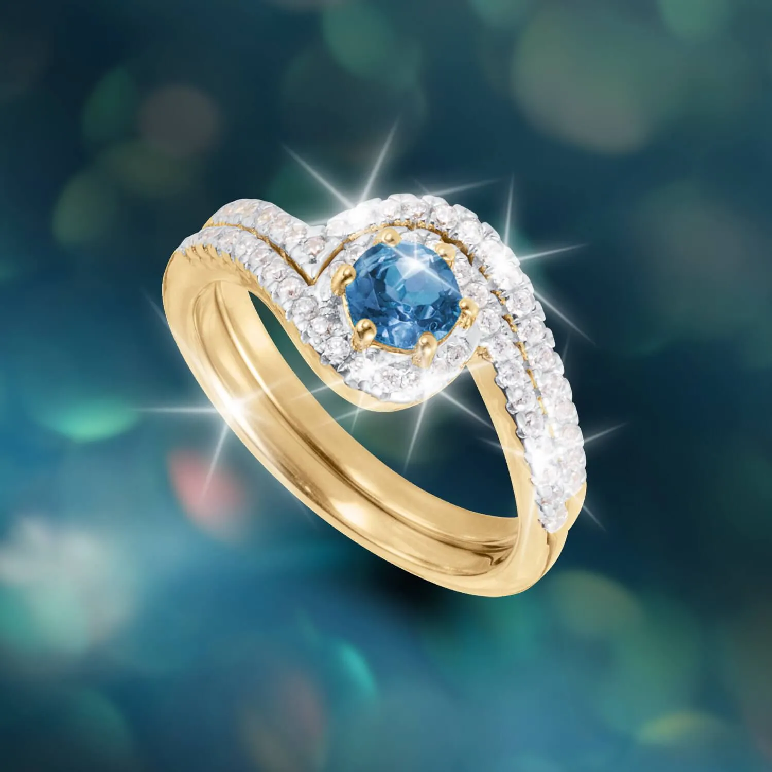 London Blue Topaz Bridal Ring