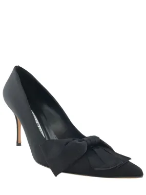 Manolo Blahnik Beccara Satin Bow Pumps Size 7.5