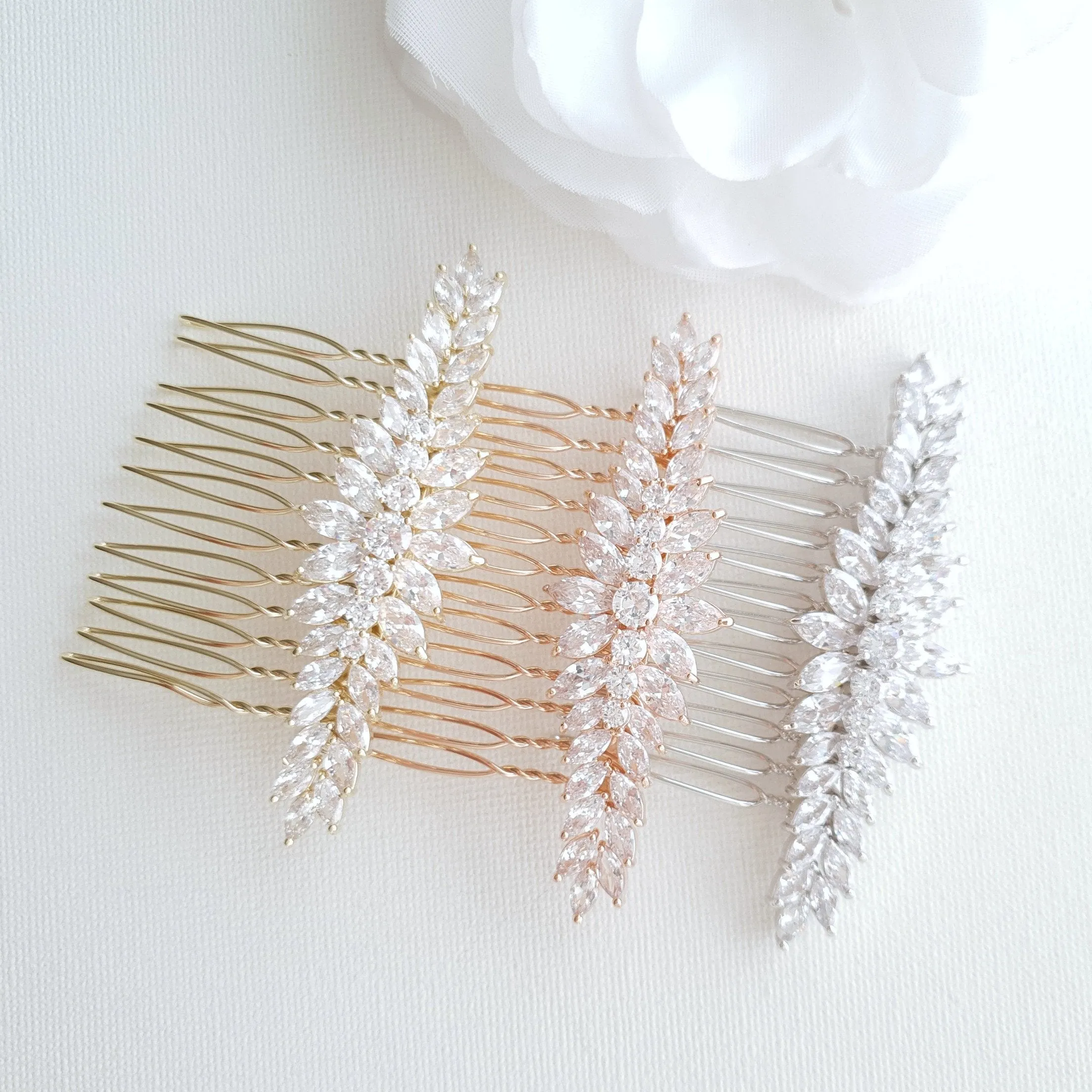 Marquise Crystal Wedding Hair Comb for Brides-Giselle