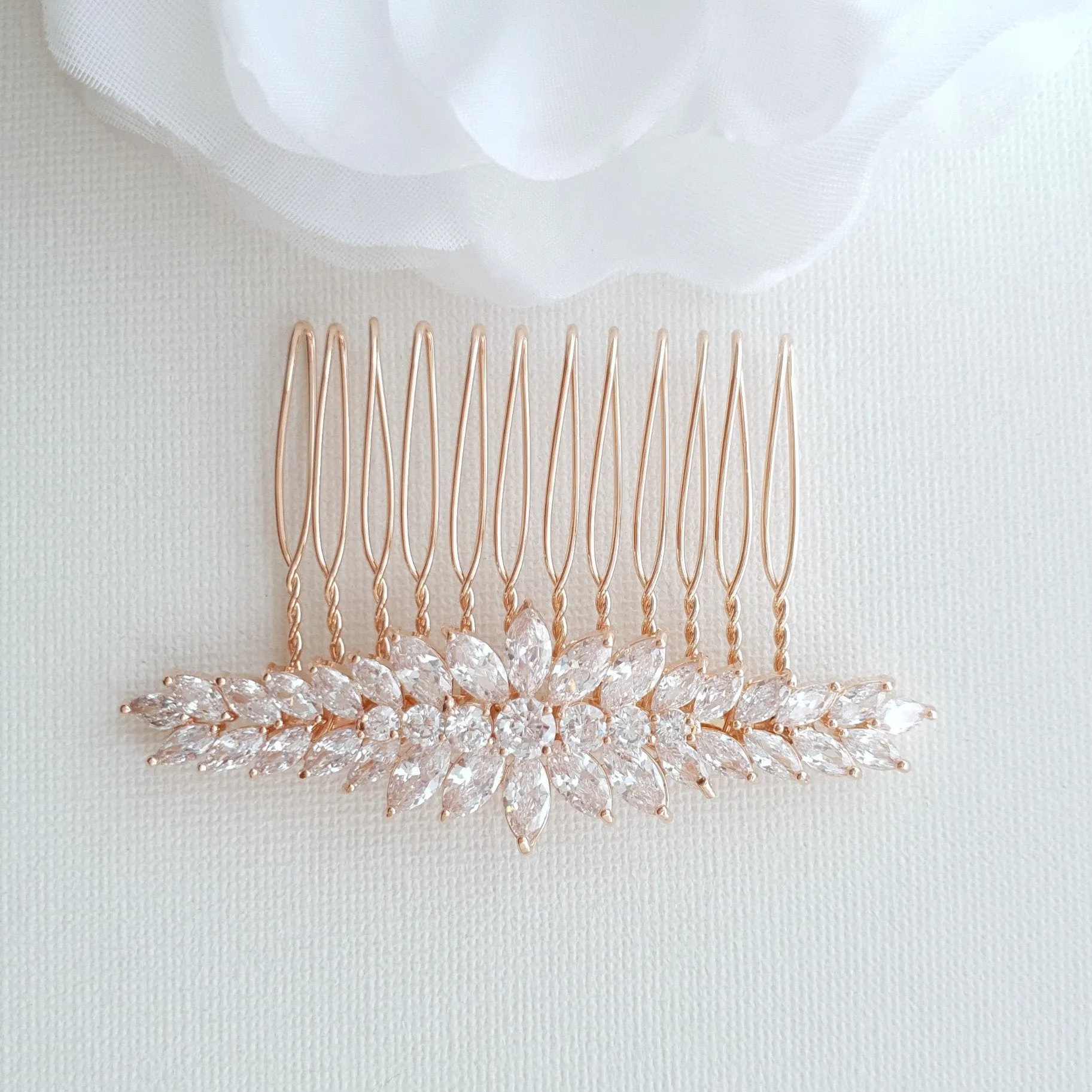 Marquise Crystal Wedding Hair Comb for Brides-Giselle