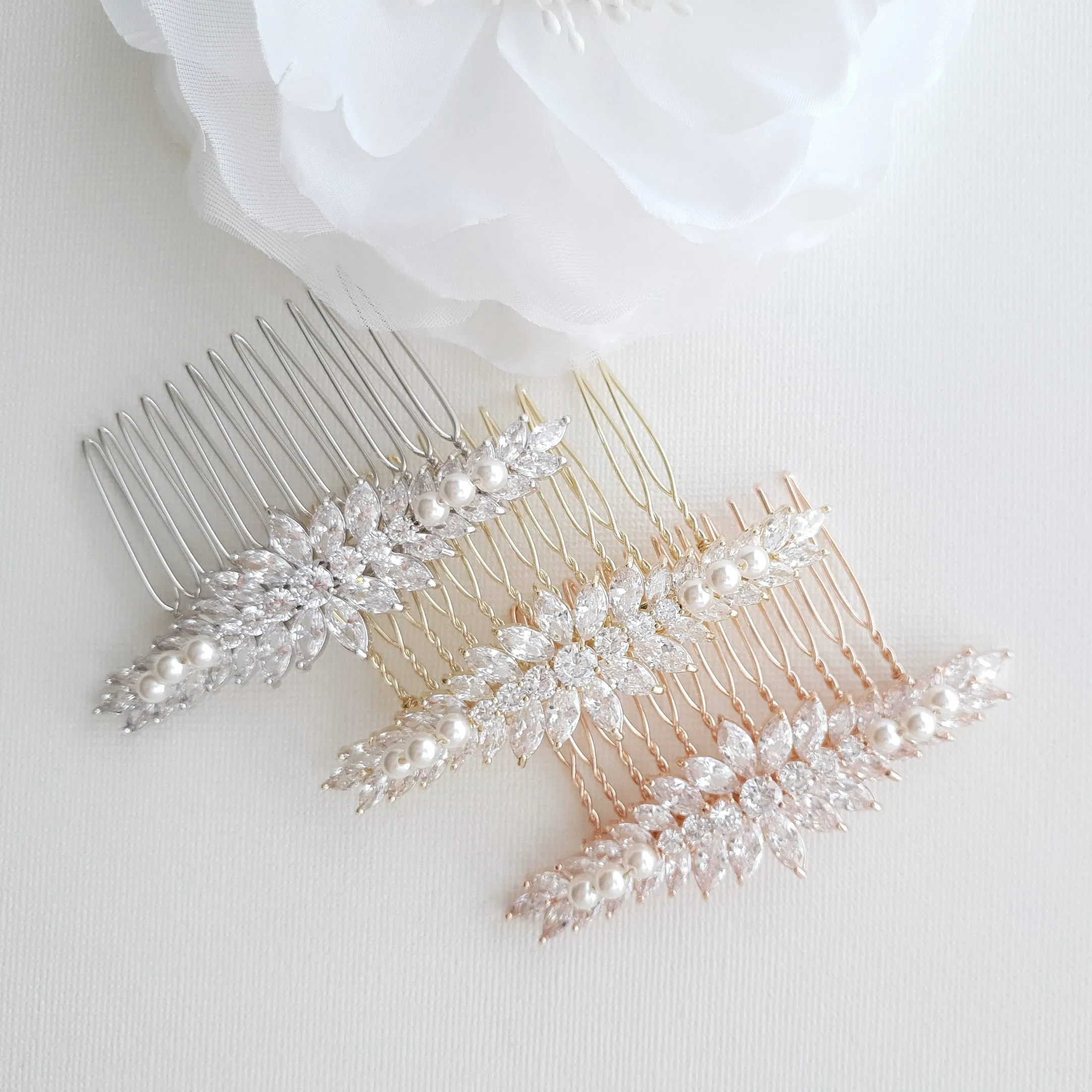 Marquise Crystal Wedding Hair Comb for Brides-Giselle