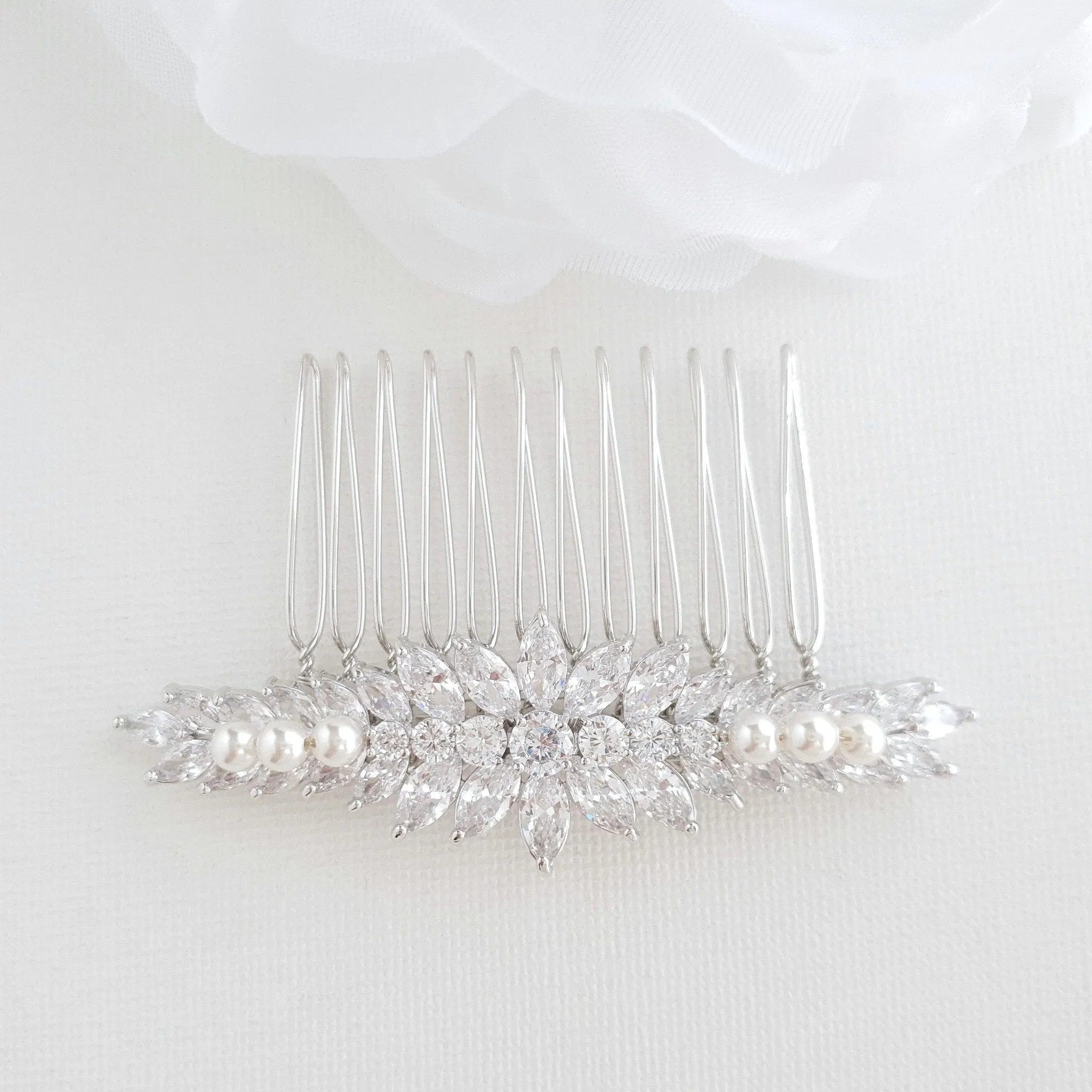 Marquise Crystal Wedding Hair Comb for Brides-Giselle