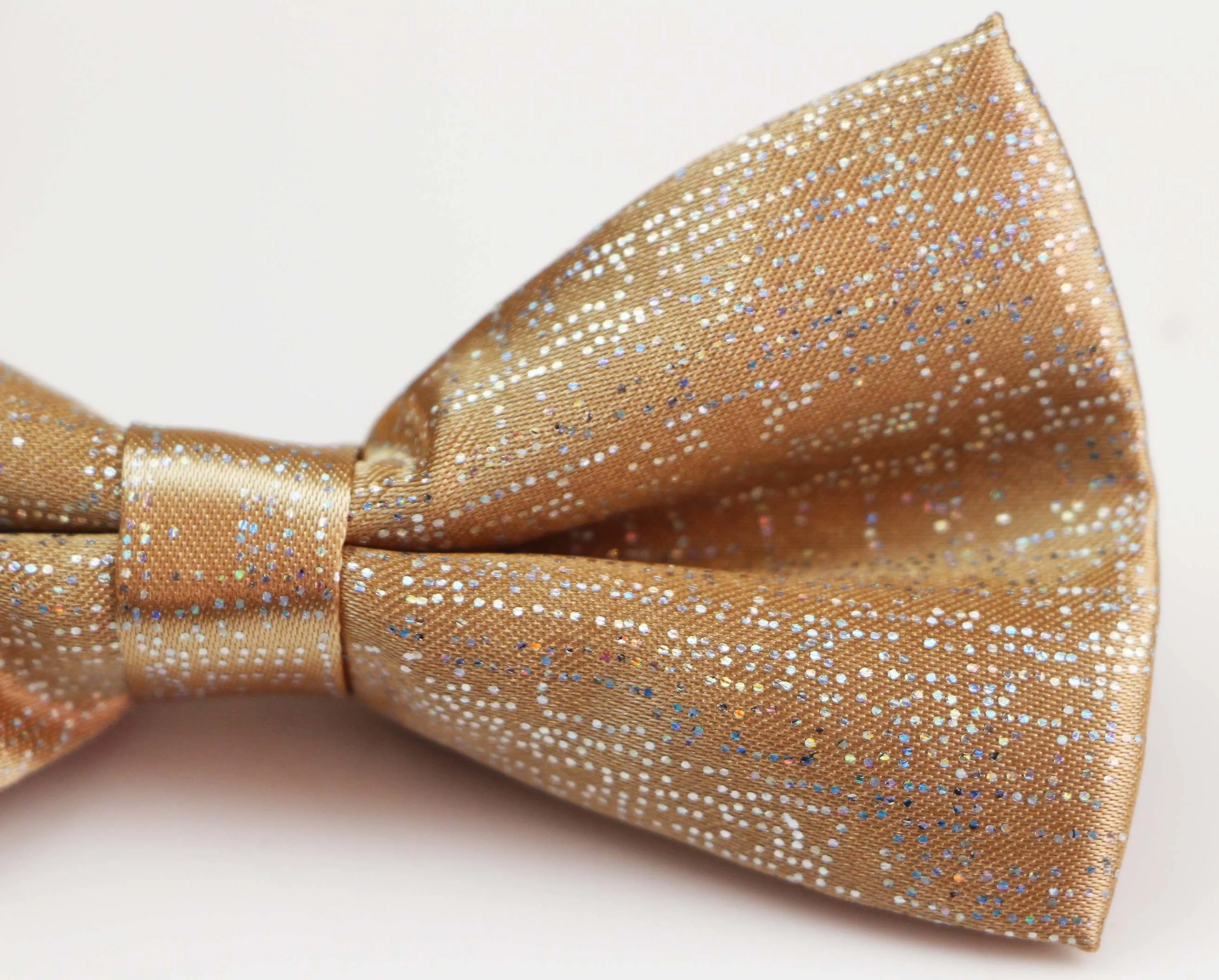 Mens Gold Sparkly Glitter Patterned Bow Tie