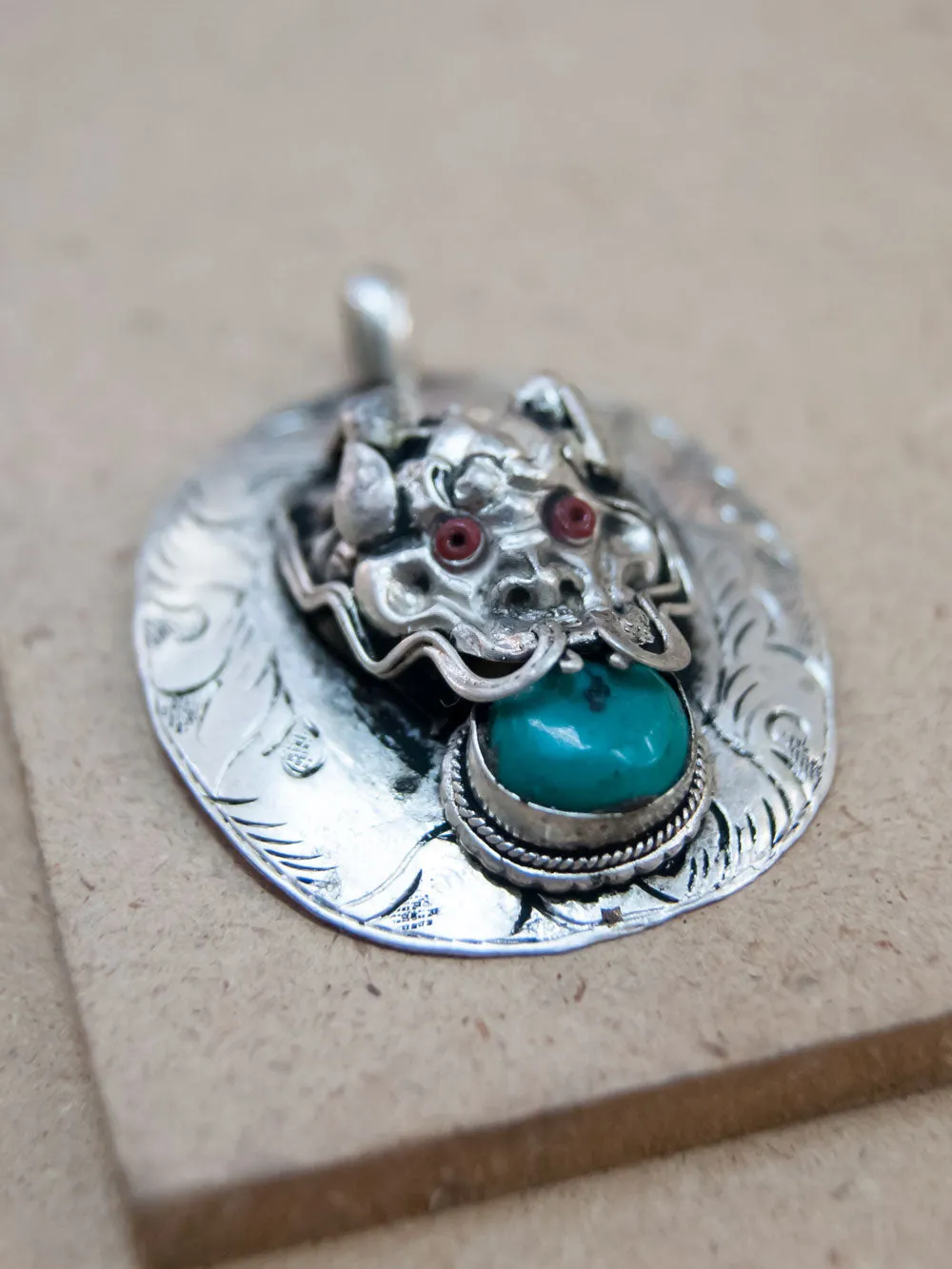 Metal Dragon Stone Pendant