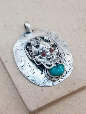 Metal Dragon Stone Pendant