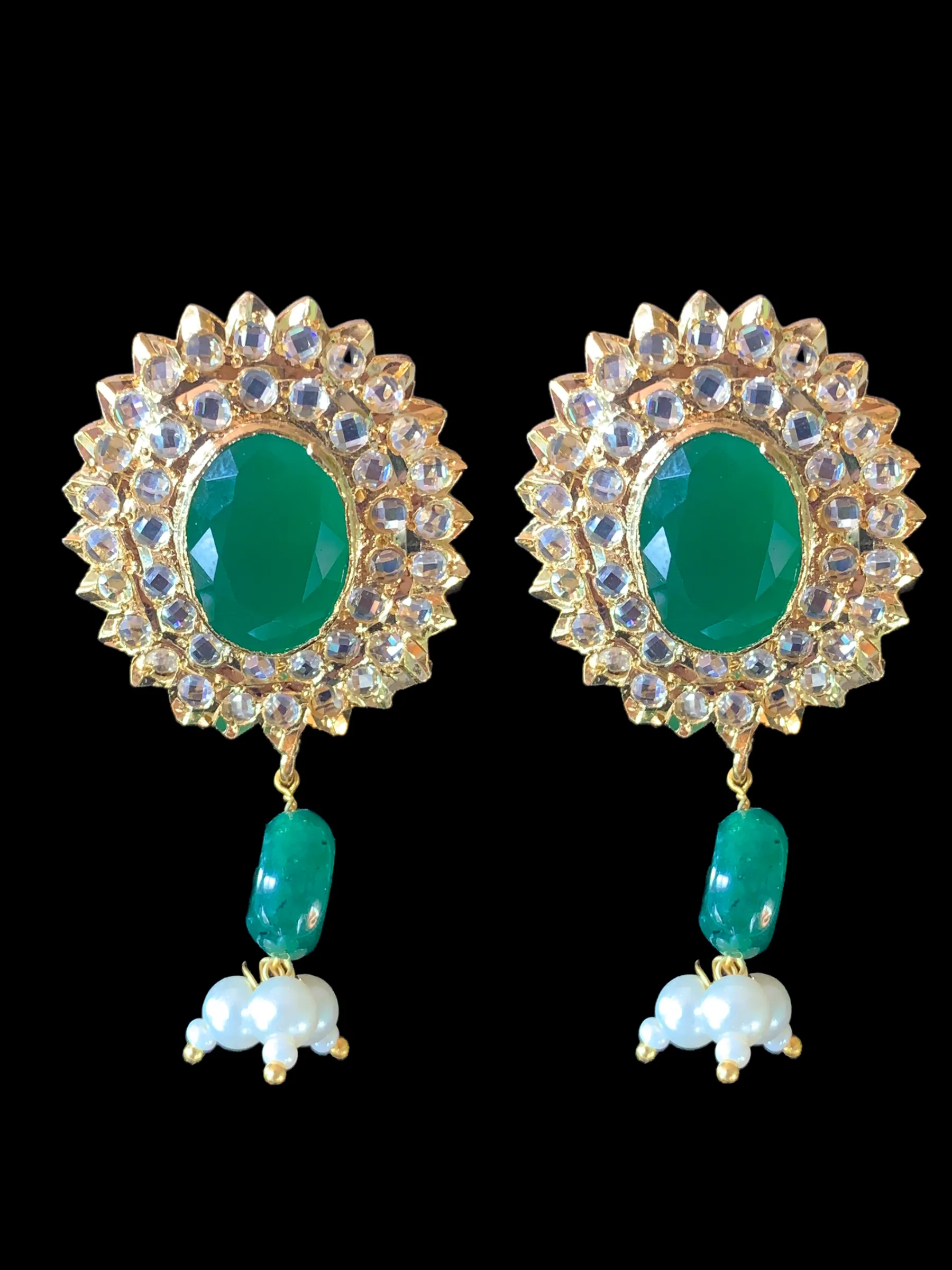 MEYAM Hyderabadi pendant set in green ( READY TO SHIP)