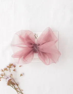 Mia Vintage Organza Bow - Dusty Rose