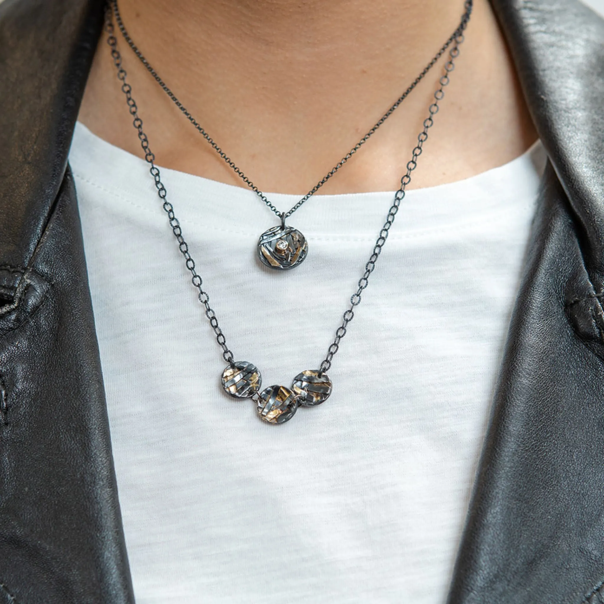 Mixed Metal Three Coin Necklace