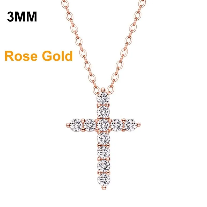 Moissanite Cross Pendant Necklace 925 Sterling Silver