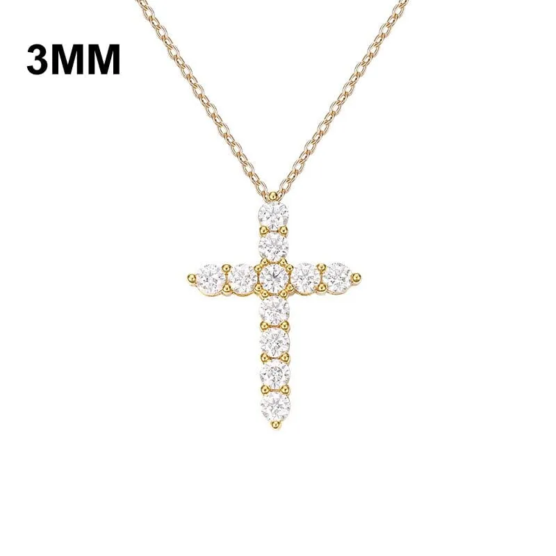 Moissanite Cross Pendant Necklace 925 Sterling Silver