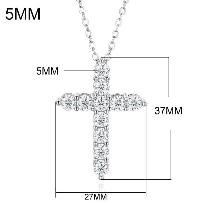 Moissanite Cross Pendant Necklace 925 Sterling Silver