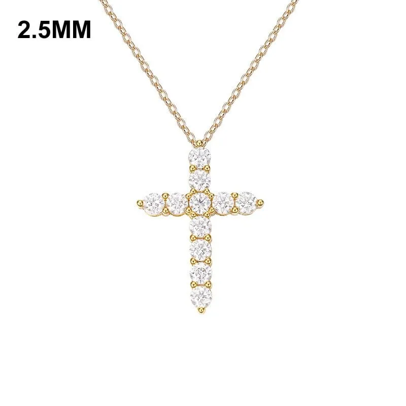 Moissanite Cross Pendant Necklace 925 Sterling Silver