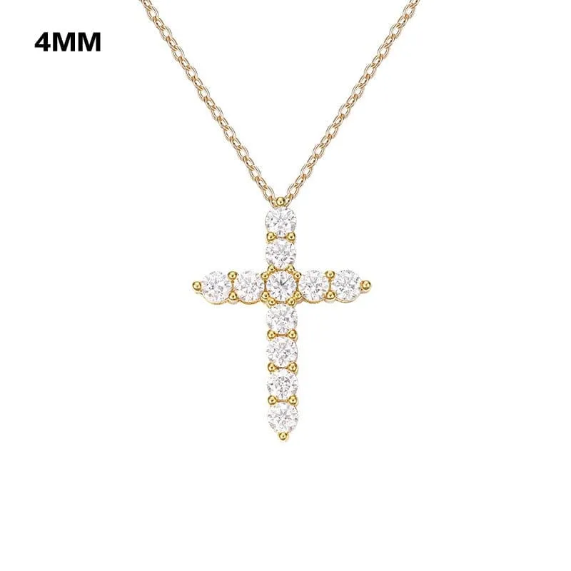 Moissanite Cross Pendant Necklace 925 Sterling Silver