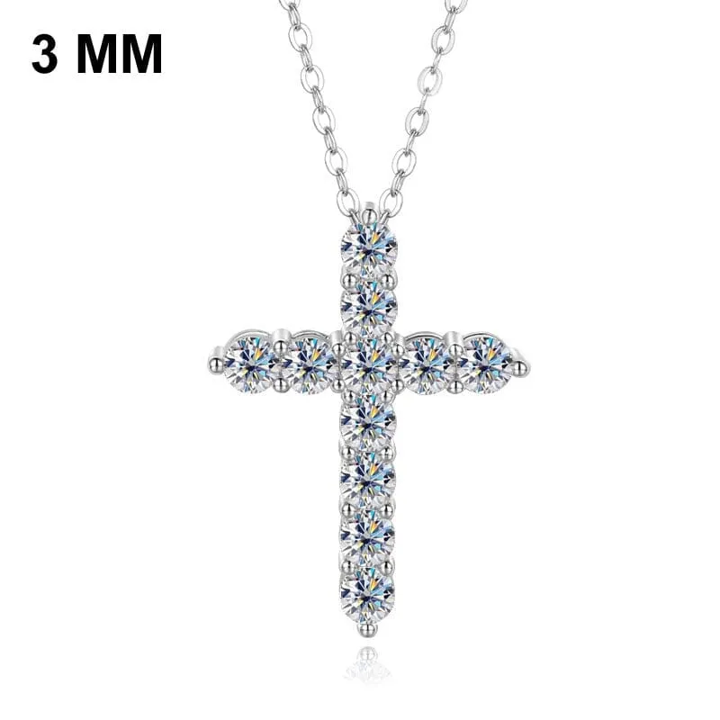 Moissanite Cross Pendant Necklace 925 Sterling Silver