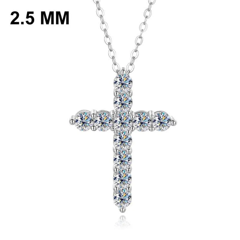 Moissanite Cross Pendant Necklace 925 Sterling Silver