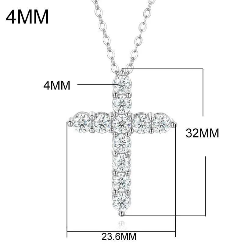 Moissanite Cross Pendant Necklace 925 Sterling Silver