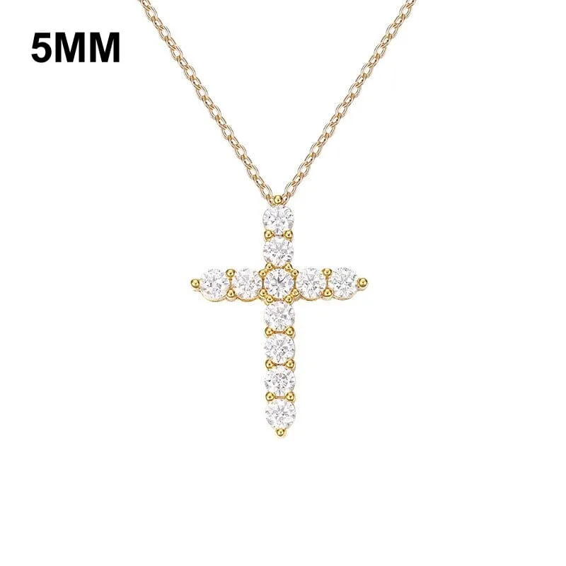 Moissanite Cross Pendant Necklace 925 Sterling Silver