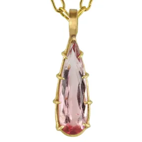 Multi Prong-Set Teardrop Pink Tourmaline Pendant