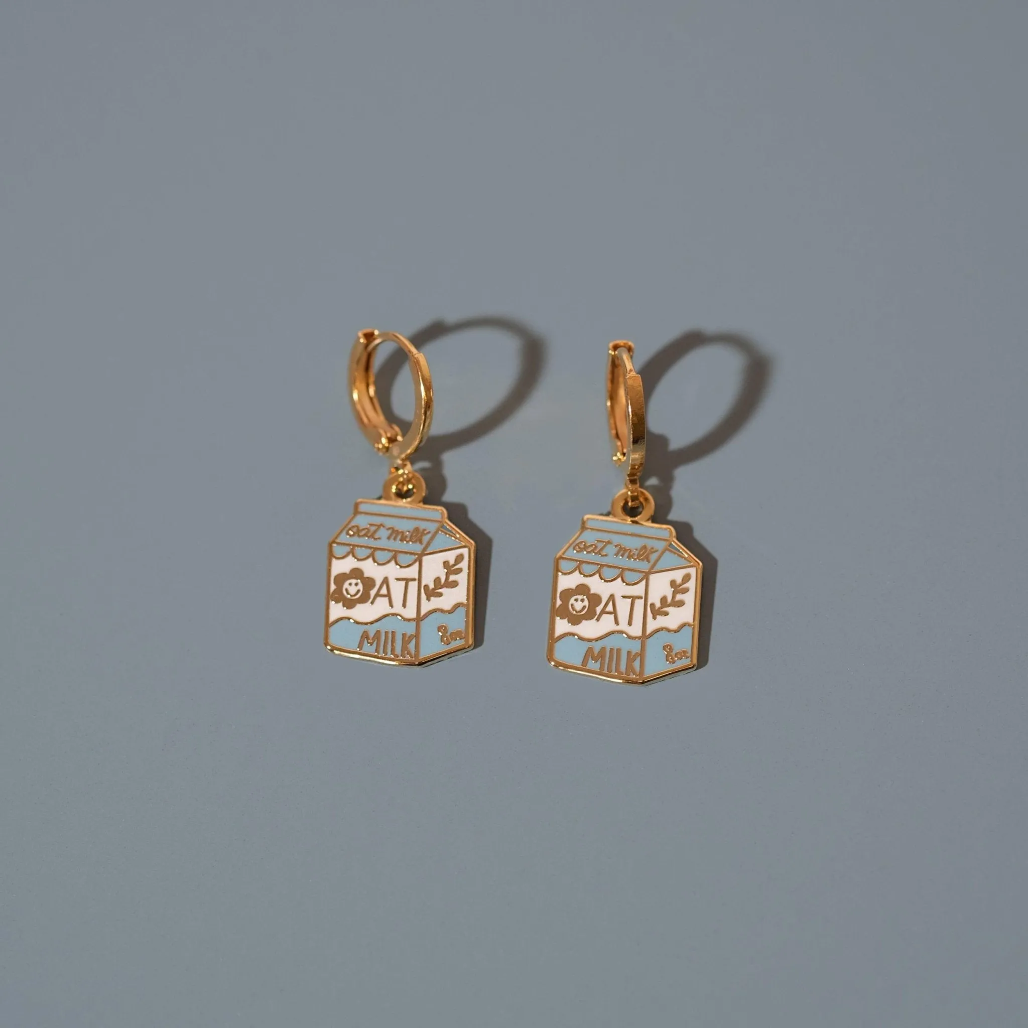 Oat Milk Carton Huggie Hoop Earrings