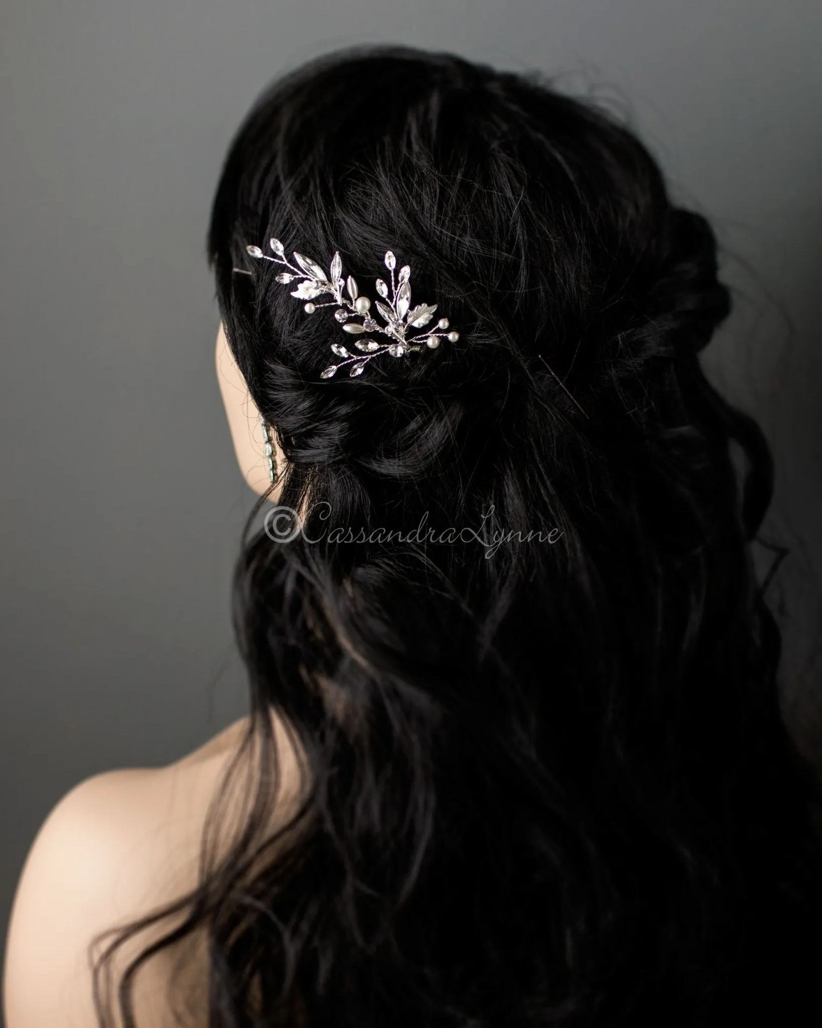 Pearl and Marquise Crystal Wedding Hair Pin