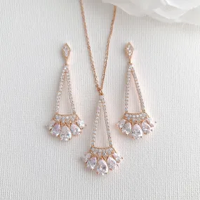 Pendant and Earrings Set in Rose Gold -Sydney