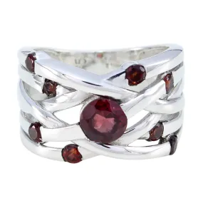 Pleasing Gemstone Garnet Solid Silver Ring Fashion Jewelry Wholesale