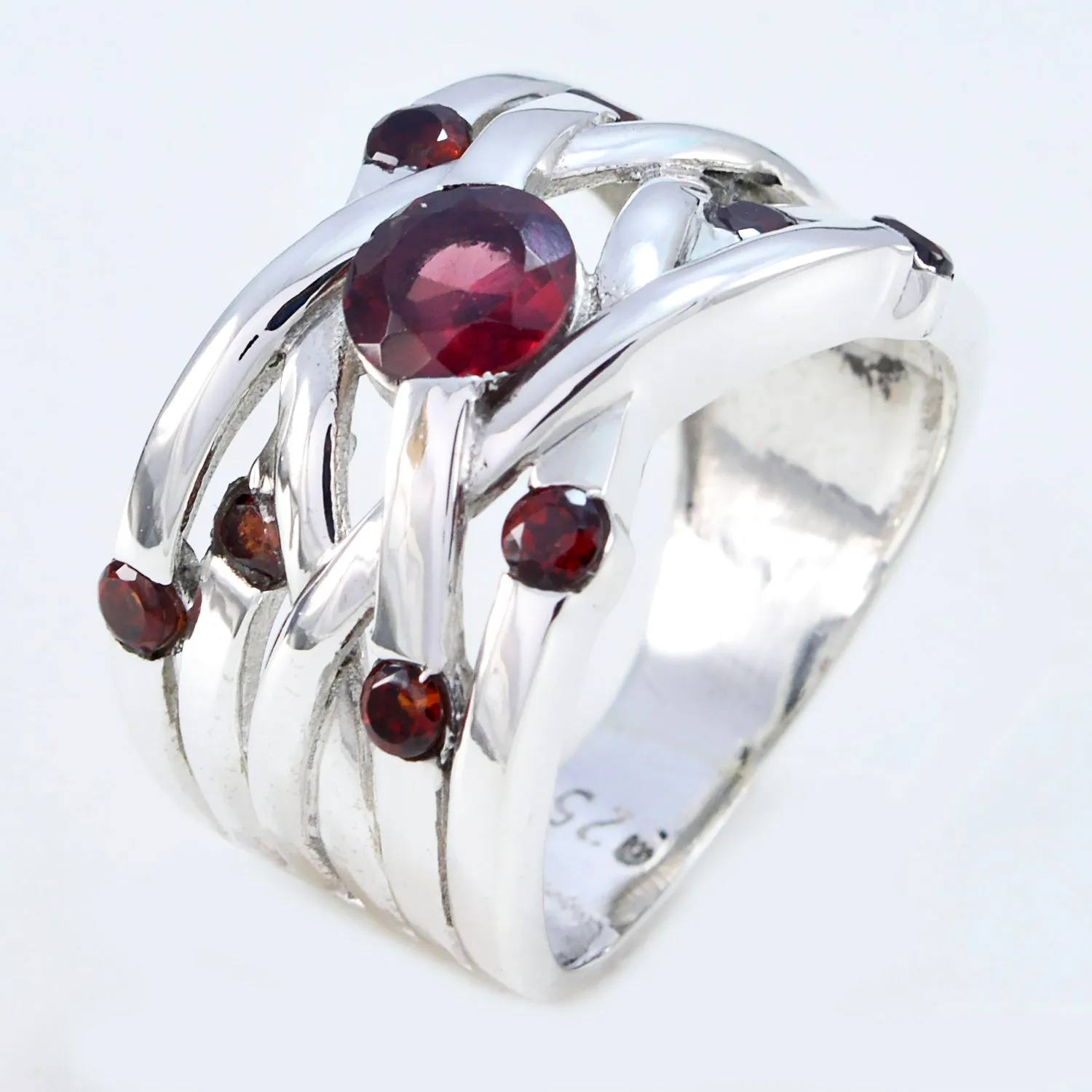 Pleasing Gemstone Garnet Solid Silver Ring Fashion Jewelry Wholesale