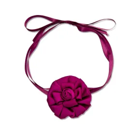 PLUM SILK GARDENIA RIBBON CHOKER