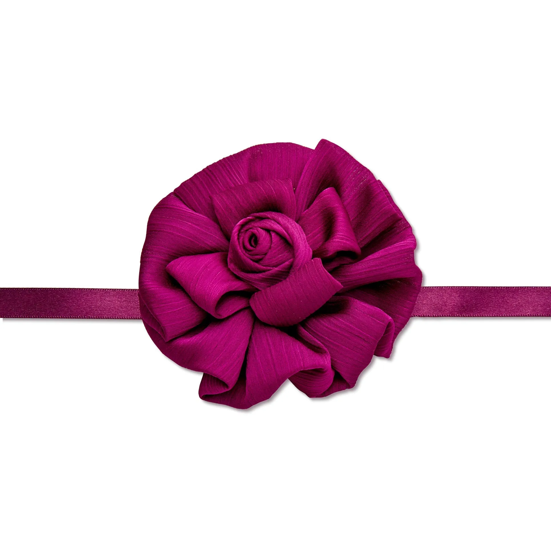 PLUM SILK GARDENIA RIBBON CHOKER