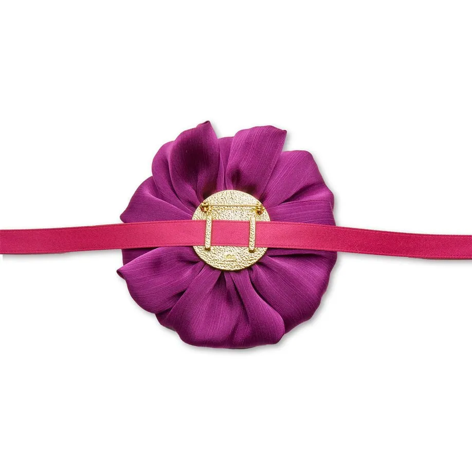 PLUM SILK GARDENIA RIBBON CHOKER