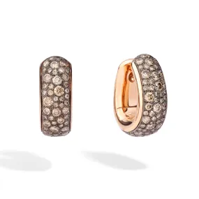 Pomellato - Iconica - Gold Earrings, 18k Rose Gold, Brown Diamonds