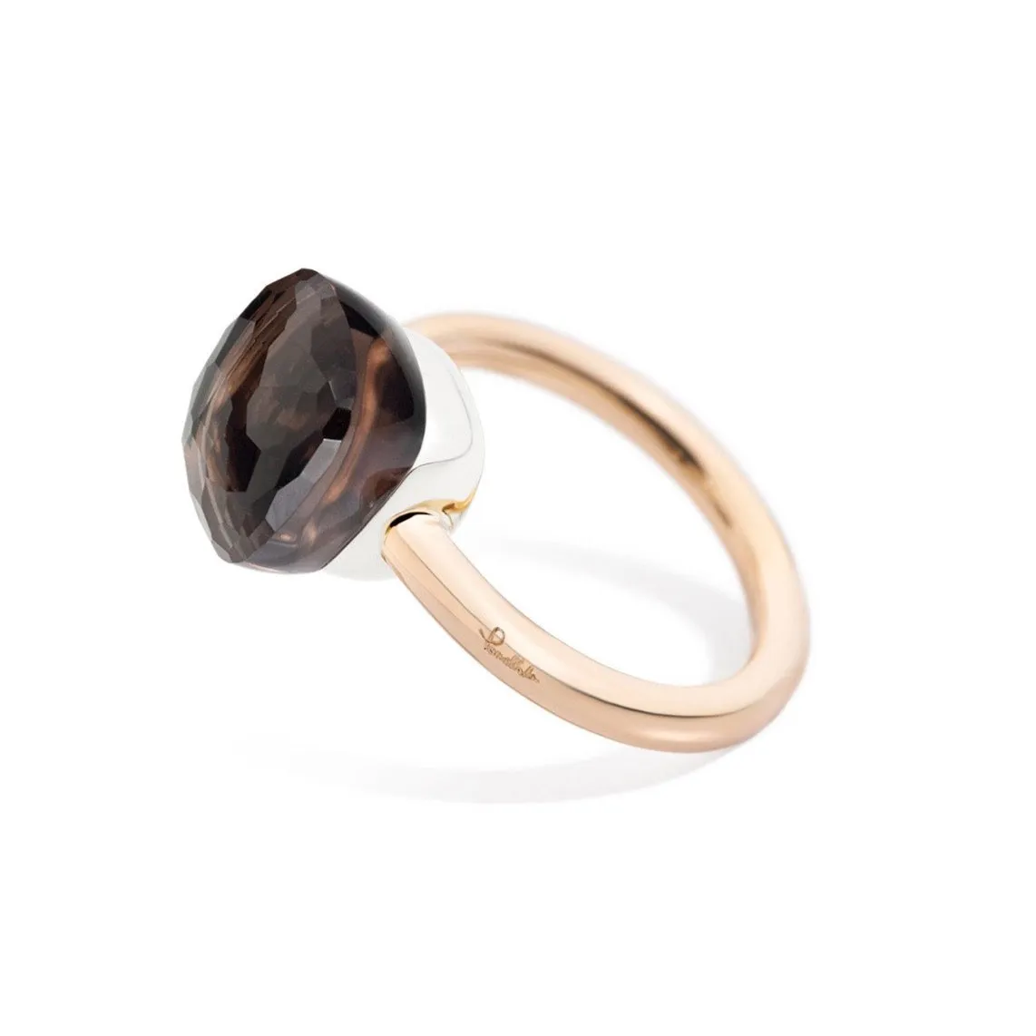 Pomellato - Nudo Classic - Stackable Ring with Smoky Quartz, 18k Rose and White Gold