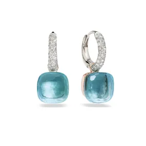 Pomellato - Nudo - Earrings with Blue Topaz and Diamonds, 18k Rose and White Gold