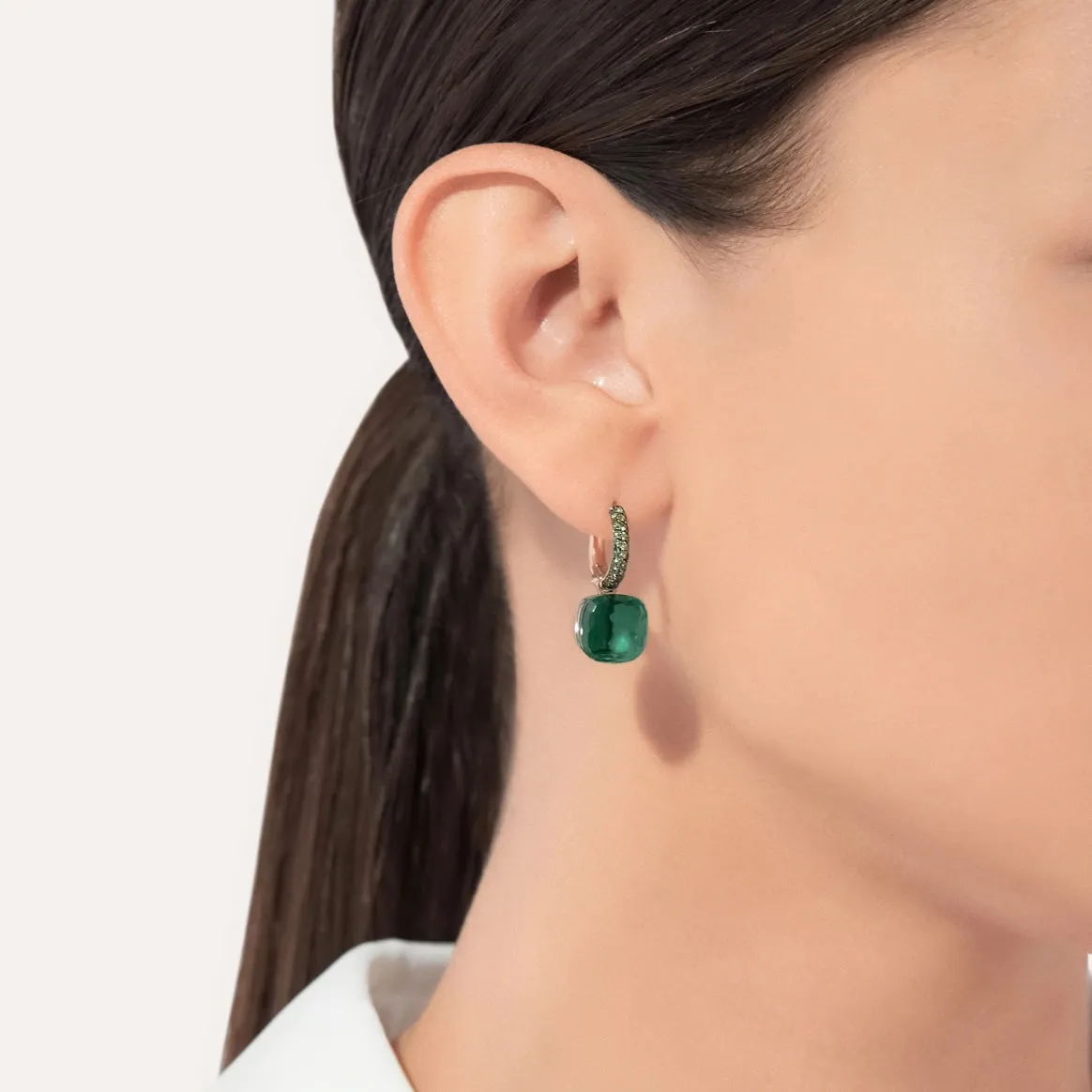 Pomellato - Nudo - Earrings with Prasiolite and Malachite and Tsavorite, 18k White and Rose Gold