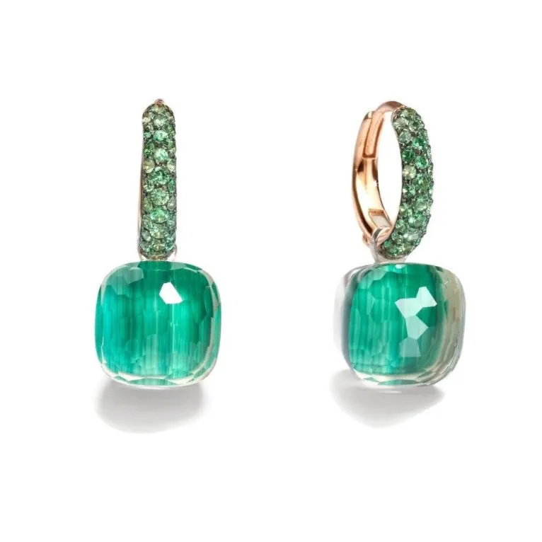 Pomellato - Nudo - Earrings with Prasiolite and Malachite and Tsavorite, 18k White and Rose Gold