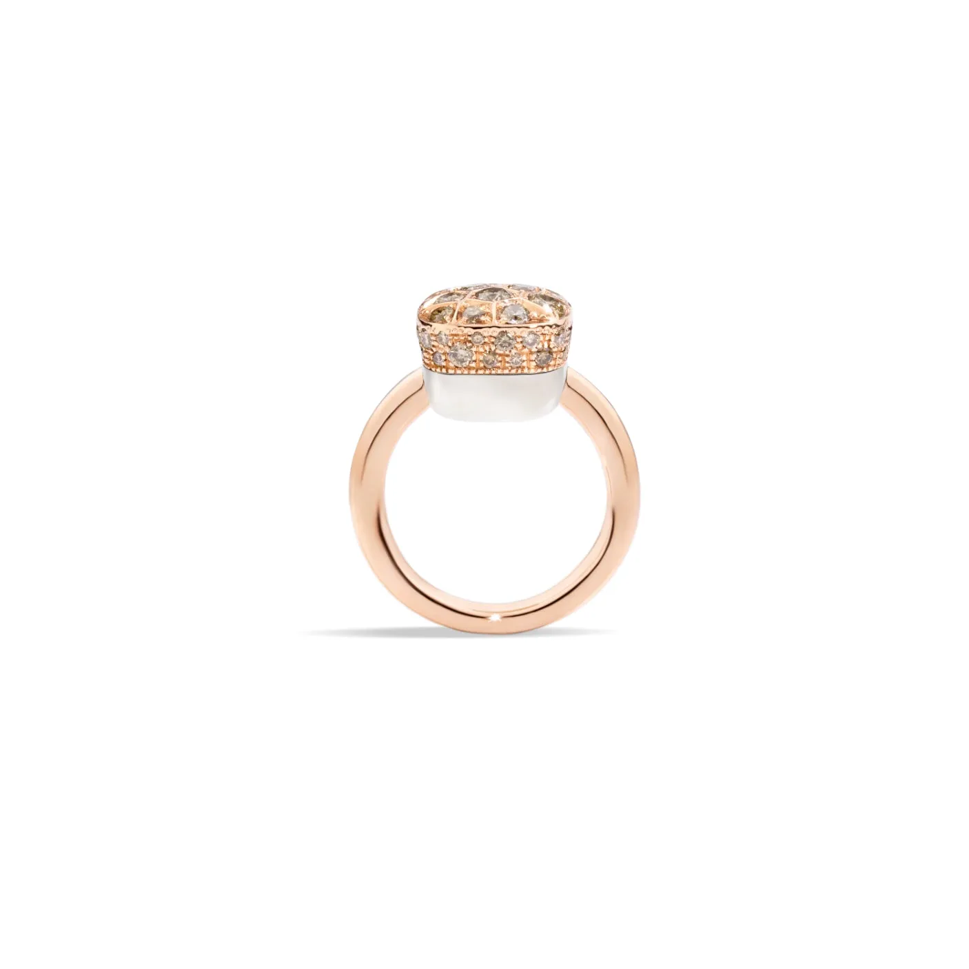 Pomellato - Nudo Maxi - Solitaire Ring with Brown Diamonds, 18k Rose and White Gold