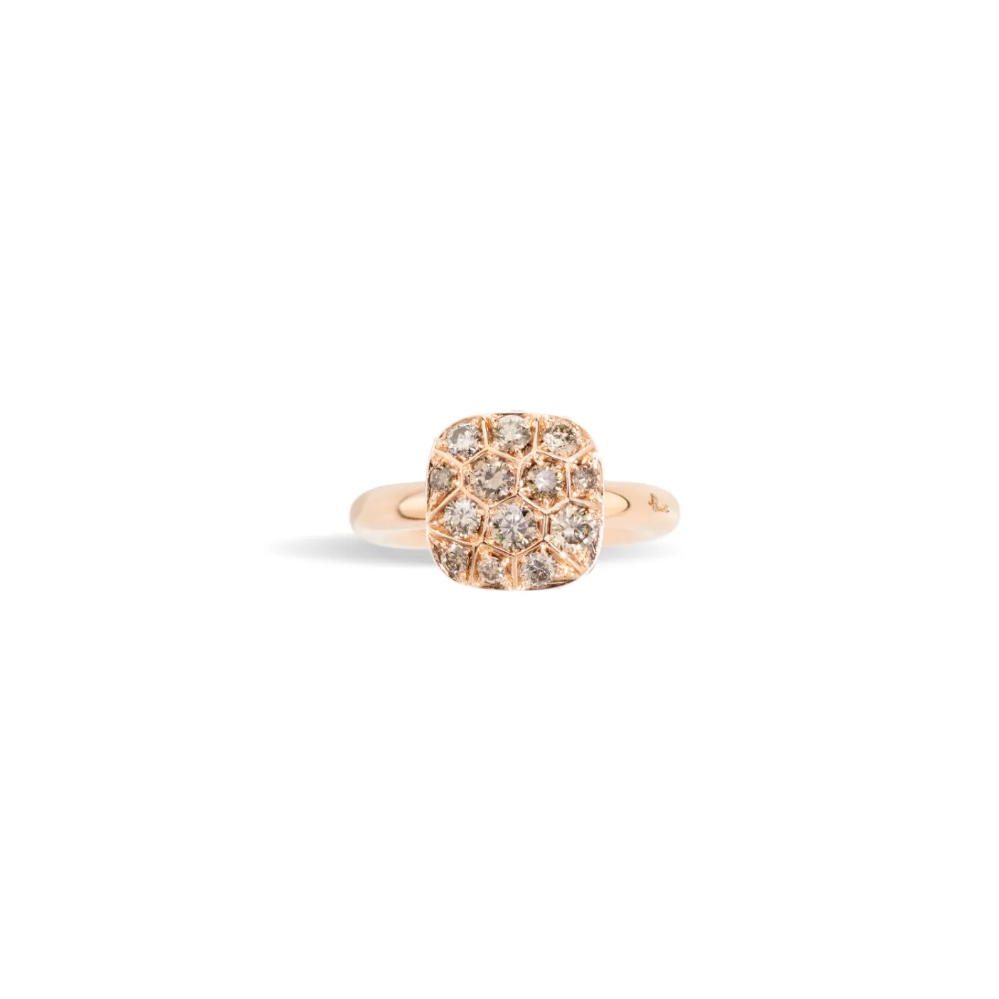 Pomellato - Nudo Maxi - Solitaire Ring with Brown Diamonds, 18k Rose and White Gold