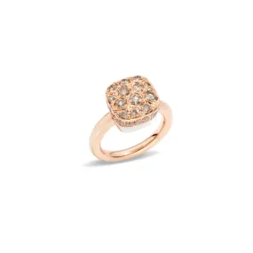 Pomellato - Nudo Maxi - Solitaire Ring with Brown Diamonds, 18k Rose and White Gold