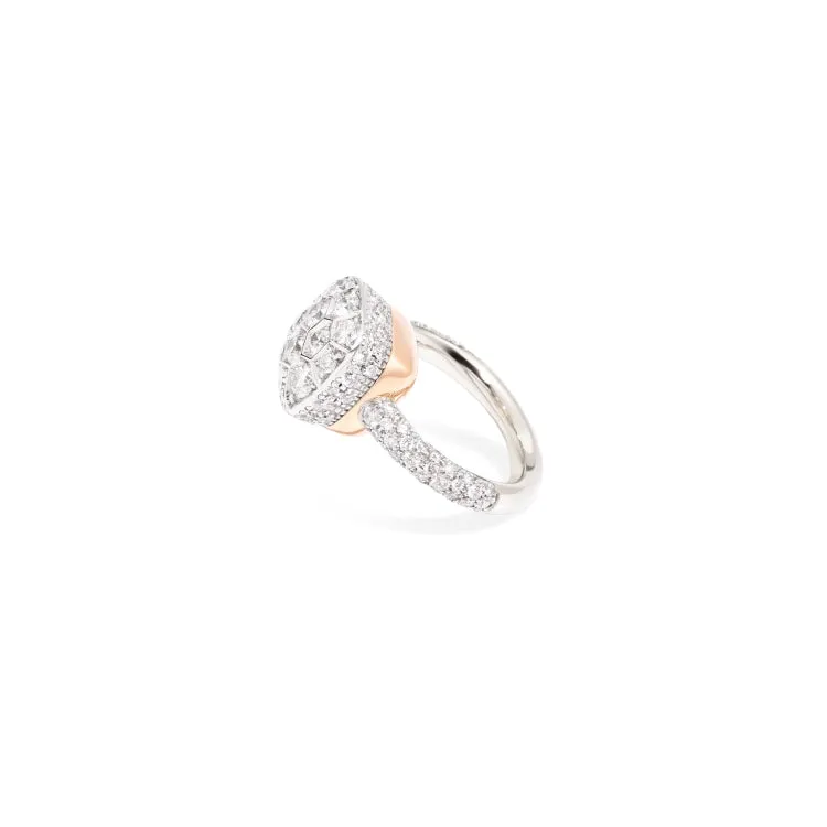 Pomellato - Nudo Maxi - Solitaire Ring with Diamonds, 18k Rose and White Gold