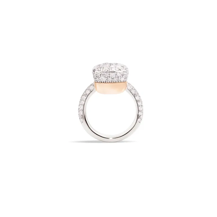 Pomellato - Nudo Maxi - Solitaire Ring with Diamonds, 18k Rose and White Gold