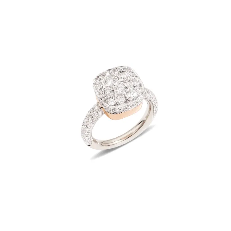 Pomellato - Nudo Maxi - Solitaire Ring with Diamonds, 18k Rose and White Gold