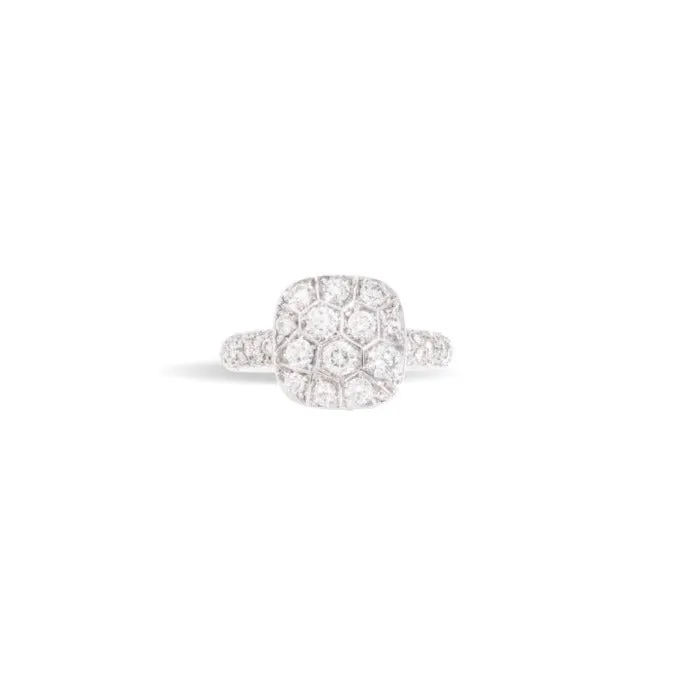 Pomellato - Nudo Maxi - Solitaire Ring with Diamonds, 18k Rose and White Gold