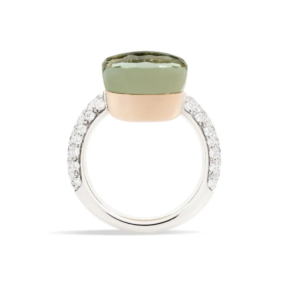 Pomellato - Nudo Maxi - Stackable Ring with Prasiolite and Diamonds, 18k White and Rose Gold