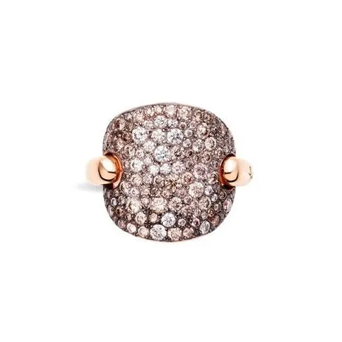 Pomellato - Sabbia - Ring with Brown and White Diamonds, 18k Rose Gold and Black Rhodium