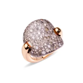 Pomellato - Sabbia - Ring with Brown and White Diamonds, 18k Rose Gold and Black Rhodium