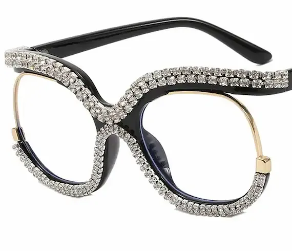 Rhinestone Frame Clear Glasses